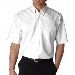 UltraClub Classic Wrinkle-Free Short-Sleeve Oxford Custom Shirt - White