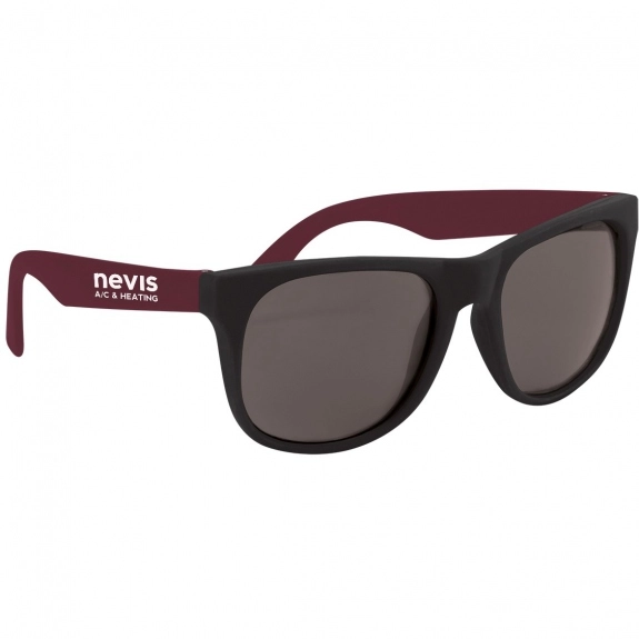 Maroon Rubberized Black Frame Custom Sunglasses