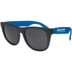 Black / Blue Rubberized Black Frame Custom Sunglasses