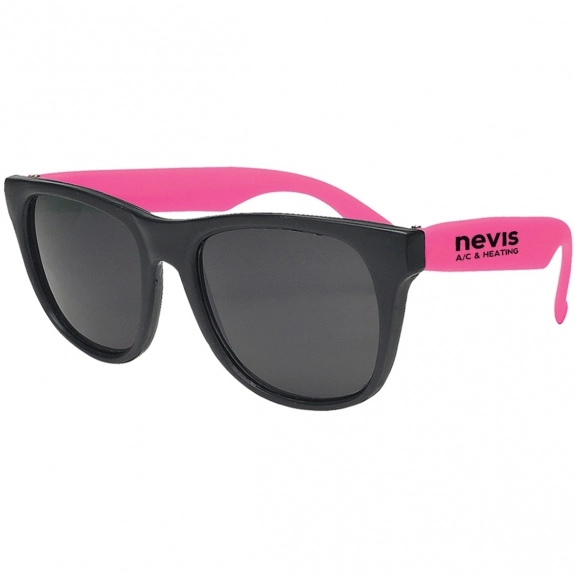 Pink Rubberized Black Frame Custom Sunglasses