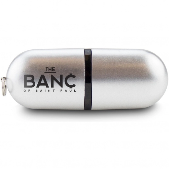 Silver Oval Pill Logo Flash Drive - 8GB