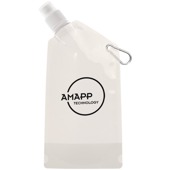 White - Foldable Promotional Water Bottle - 12 oz.