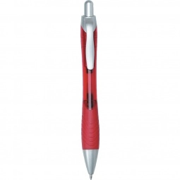  Red Colorful Budget Logo Gel Pen w/ Rubber Grip