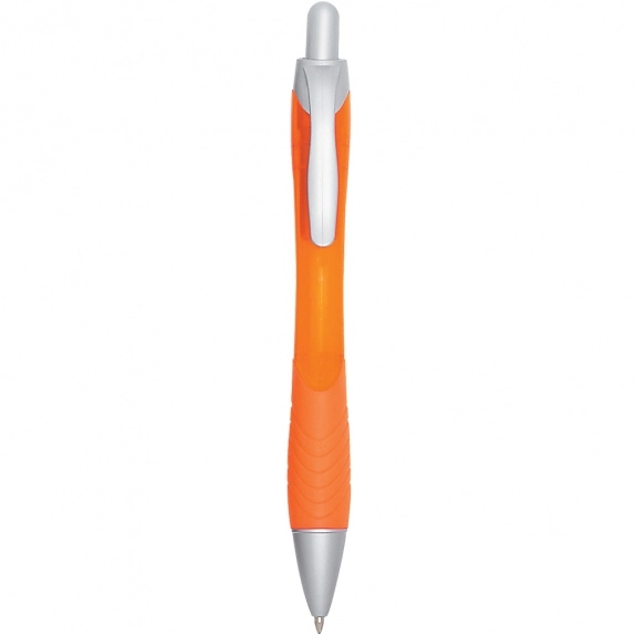 Orange Colorful Budget Logo Gel Pen w/ Rubber Grip 