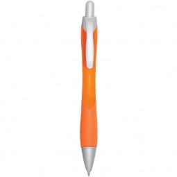 Orange Colorful Budget Logo Gel Pen w/ Rubber Grip 