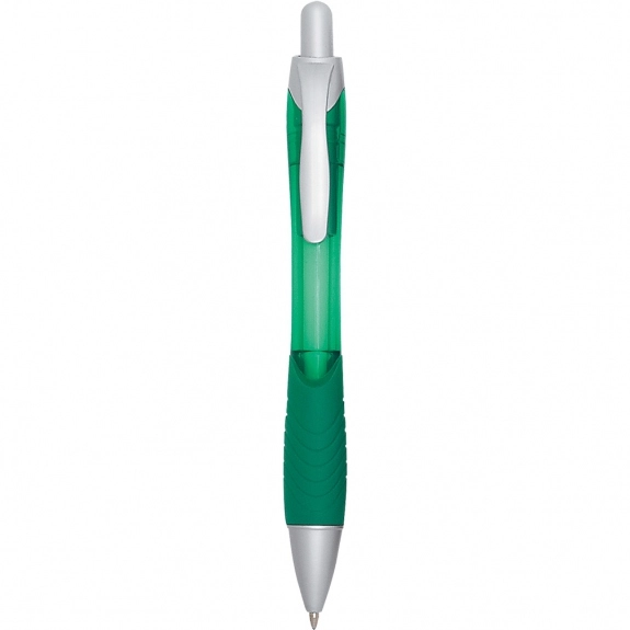Green Colorful Budget Logo Gel Pen w/ Rubber Grip 