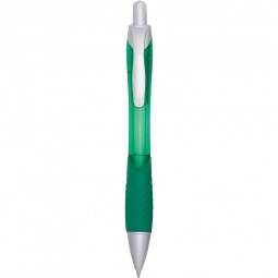 Green Colorful Budget Logo Gel Pen w/ Rubber Grip 