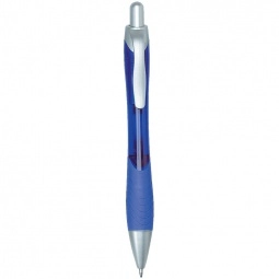 Blue Colorful Budget Logo Gel Pen w/ Rubber Grip 