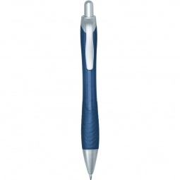 Metallic Blue Colorful Budget Logo Gel Pen w/ Rubber Grip 