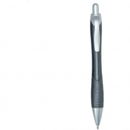 Metallic Charcoal Colorful Budget Logo Gel Pen w/ Rubber Grip 