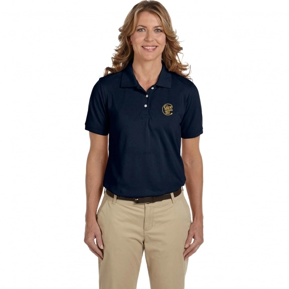 Navy Harriton Easy Blend Custom Polo Shirts - Women's