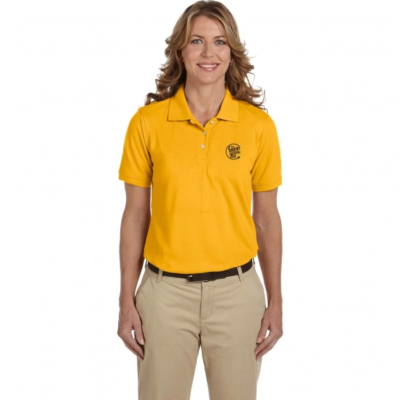 Sunray Yellow Harriton Easy Blend Custom Polo Shirts - Women's
