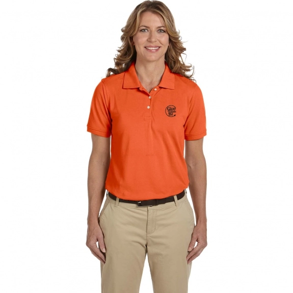 Team Orange Harriton Easy Blend Custom Polo Shirts - Women's
