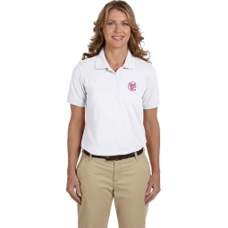 White Harriton Easy Blend Custom Polo Shirts - Women's