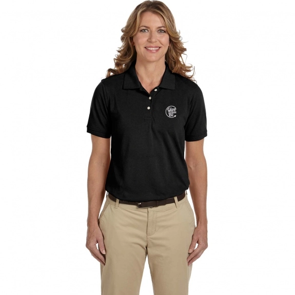 Black Harriton Easy Blend Custom Polo Shirts - Women's