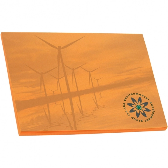 Bright Orange Full Color BIC Custom Sticky Notes on Colored Paper - 25 Shee