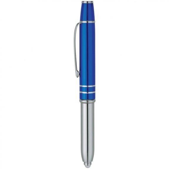Blue Aluminum Retractable Stylus Custom Pens w/ LED Light