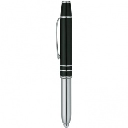 Black Aluminum Retractable Stylus Custom Pens w/ LED Light