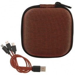 Orange Full Color 3-in-1 Custom Charging Cables w/ Case