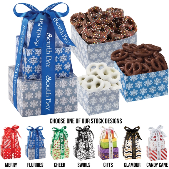 Stock Designs Chocolate Covered Pretzel Custom Gift Tower