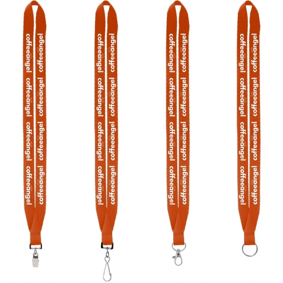 Orange Sewn Polyester Custom Lanyards - .75"w