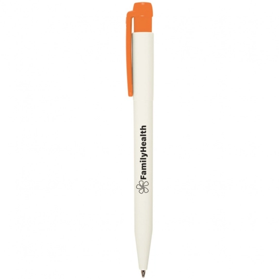 White / Orange - iProtect Antibacterial Promotional Click Pen
