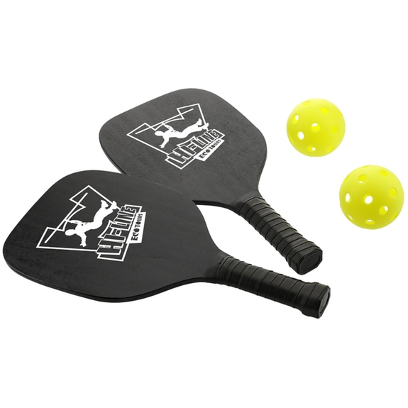 Black - Custom Logo Pickelball Paddle & Ball Set
