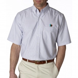 UltraClub Classic Wrinkle-Free Short-Sleeve Oxford Custom Shirt - Stripes