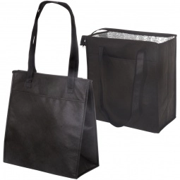 Black Non-Woven Insulated Promotional Grocery Tote 