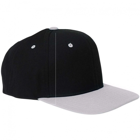 Black/Silver Yupoong 6-Panel Structured Flat Visor Snapback Custom Hat