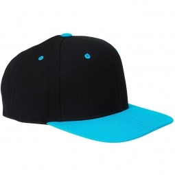 Black/Teal Yupoong 6-Panel Structured Flat Visor Snapback Custom Hat