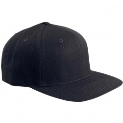 Black Yupoong 6-Panel Structured Flat Visor Snapback Custom Hat
