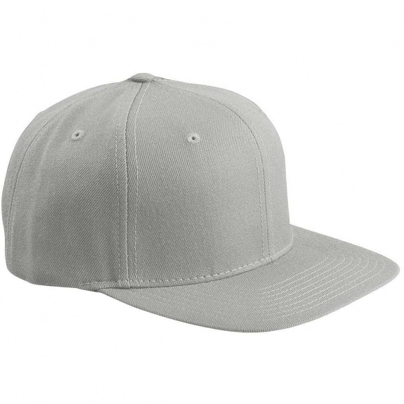 Silver Yupoong 6-Panel Structured Flat Visor Snapback Custom Hat