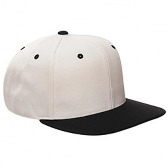 Natural/Black Yupoong 6-Panel Structured Flat Visor Snapback Custom Hat