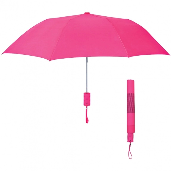 Neon Pink Telescopic Folding Custom Umbrella
