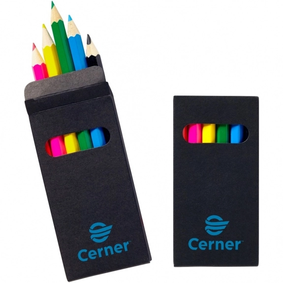 6-Pack Wooden Colored Custom Pencil Set w/ Black Box