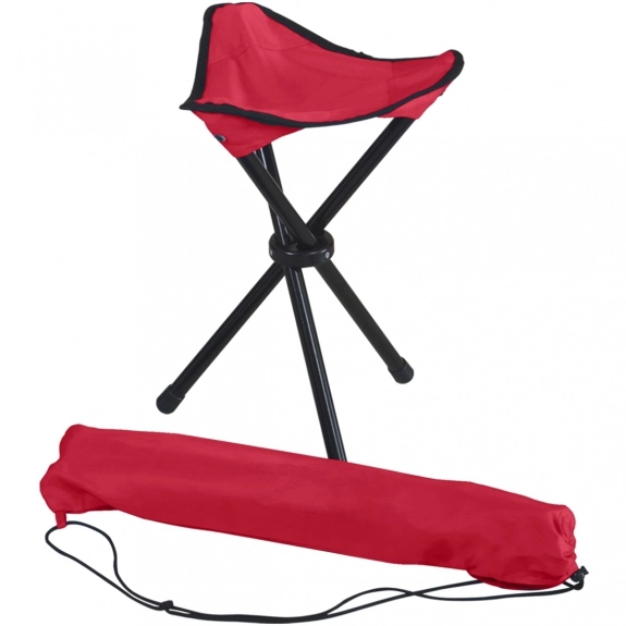 Red Portable Tripod Custom Stools w/ Carrying Case