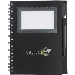 Black Business Card Window Custom Notebook w/Pen - 5"w x 7"h