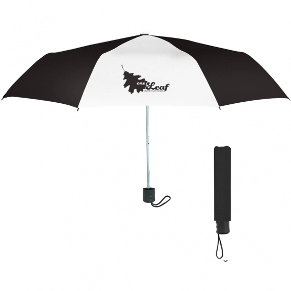 Black/White Telescopic Promotional Umbrellas - 42"