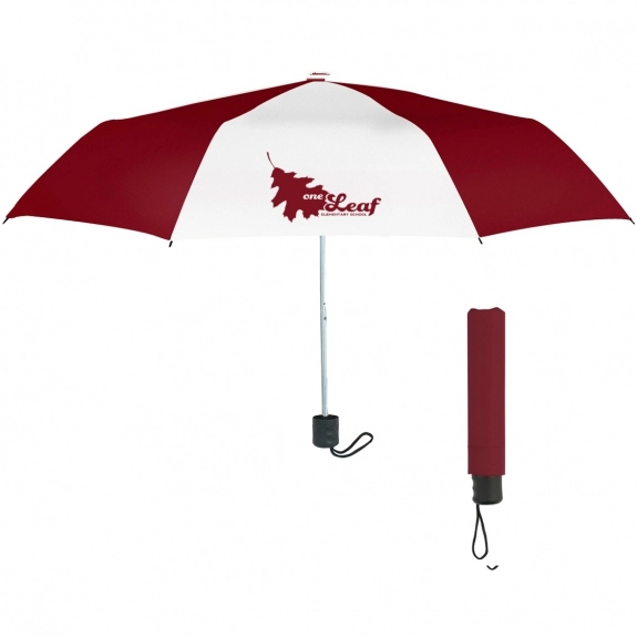 Maroon White Telescopic Promotional Umbrellas - 42"