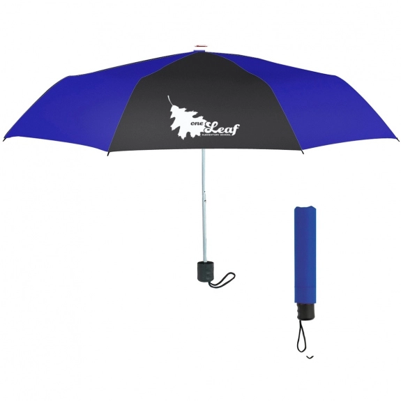 Blue/Black Telescopic Promotional Umbrellas - 42"