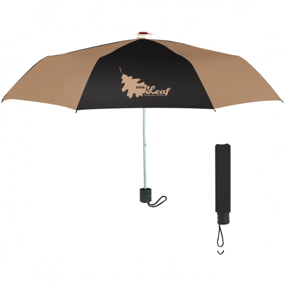 Tan Black Telescopic Promotional Umbrellas - 42"
