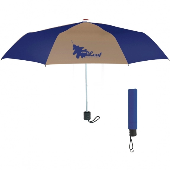 Tan Navy Telescopic Promotional Umbrellas - 42"