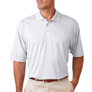 White UltraClub Cool & Dry Sport Custom Polo Shirt - Men's