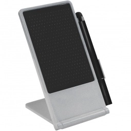 Silver/Black Anti-Slip Custom Cell Phone Holder w/ Stylus Pen