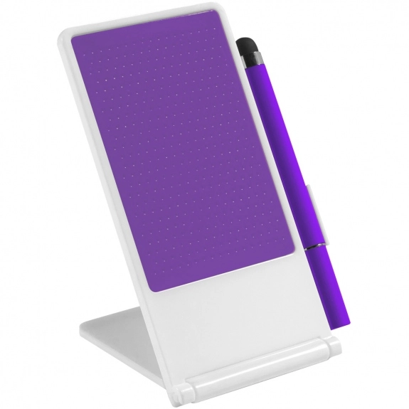 White/Purple Anti-Slip Custom Cell Phone Holder w/ Stylus Pen