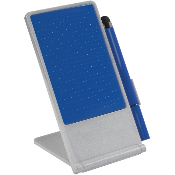 Silver/Blue Anti-Slip Custom Cell Phone Holder w/ Stylus Pen
