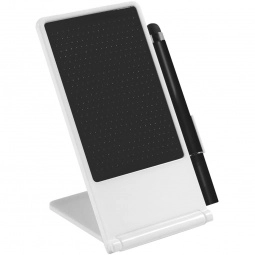 White/Black Anti-Slip Custom Cell Phone Holder w/ Stylus Pen
