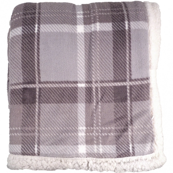 Gray Lambswool Microsherpa Plaid Throw Custom Blanket - 50" x 60"