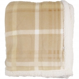 Khaki Lambswool Microsherpa Plaid Throw Custom Blanket - 50" x 60"